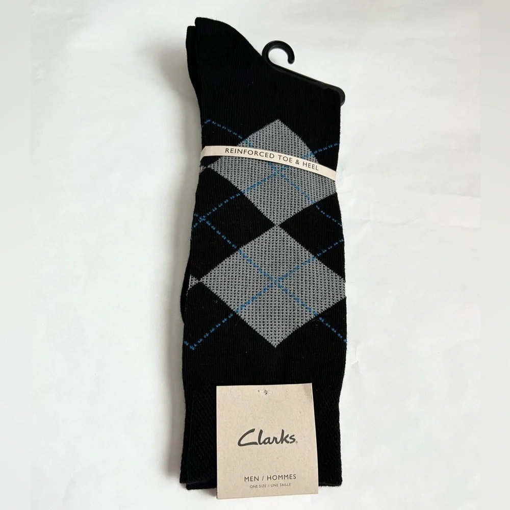 Clark Men’s Dress Socks Black Noir NWT